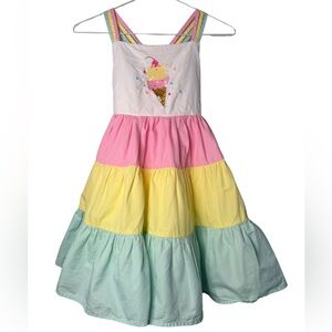 Sunny Fashion Tiered Ice Cream Embroidered Dress Girls Size 8